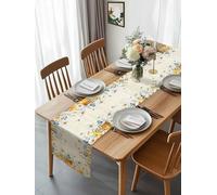 Farm Flowers Daisy Eucalyptus Leaves Table Runner 90 Inches Long, Retro Bees Honey Washable Table Runners Heat-Insulation Kitchen Dining Table Decorations for Home Party Decor 13x90in