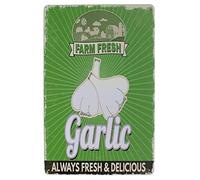 Farm Fresh Always Fresh and Delicious Vegetables Vintage Tin Metal Sign Home Wall Plaque Decor (Garlic)