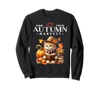 Farm Fresh Autumn Harvest Fall Woodland Creature Kitty Cat Sweatshirt