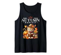 Farm Fresh Autumn Harvest Fall Woodland Creature Kitty Cat Tank Top