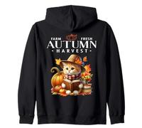 Farm Fresh Autumn Harvest Fall Woodland Creature Kitty Cat Zip Hoodie