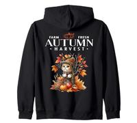 Farm Fresh Autumn Harvest Trendy Woodland Kitty Cat Fall Zip Hoodie