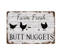 Farm Fresh Butt Nuggets Chicken Coop Decor Vintage Chicken Egg Sale Market Farm Barn Themed Gifts Funny Outdoor Chicken Yard Decor 8x12 Inch
