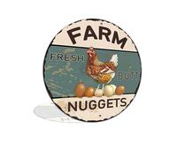 Farm Fresh Butt Nuggets Chicken Coop Vintage Metal Tin Signs for Farm Yard Home Kitchen Outdoor Decor 8x8 Inch Round Aluminum Wall Decor (2595)