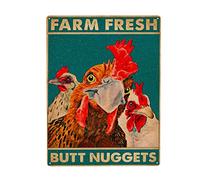 Farm fresh butt nuggets chicken poster Vintage Tin Sign Metal Poster Art Funny Tin Sign for Office/Home/Classroom Bathroom Decor Gifts - Best Farmhouse Decor Gift for Women Men Friends - 8x12 Inch