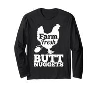 Farm Fresh Butt Nuggets Poultry Farmer Gift Funny Chicken Long Sleeve T-Shirt