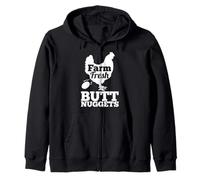 Farm Fresh Butt Nuggets Poultry Farmer Gift Funny Chicken Zip Hoodie