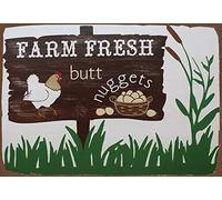 Farm Fresh Butt Nuggets Sign, Farmer Chicken Egg Signs, Eggs Decorations For Chicken Coops, Farming Animal Decor, Selling Eggs Barn Chicken Signs Poster Sign 8x12 inch