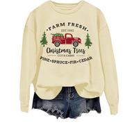 Farm Fresh Christmas Tree Sweatshirt Farm Fresh Christmas Tree Long Sleeve Shirt Red Truck Holiday Sweatshirts
