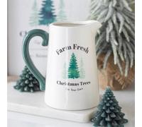 Farm Fresh Christmas Trees Ceramic Flower Jug - Rustic Holiday Decor