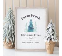 Something Different Farm Fresh Christmas Trees Framed Wall Art Print, White