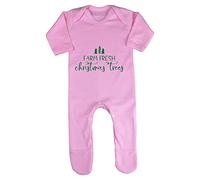 Farm Fresh Christmas Trees Sign Baby Romper Jumpsuit with feet, 0-3 Months, Pastel Pink