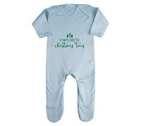 Farm Fresh Christmas Trees Sign Baby Romper Jumpsuit with feet, 6-12 Months, Pastel Blue