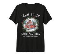 Farm Fresh Christmas Trees Vintage Red Truck White Lettering Premium T-Shirt