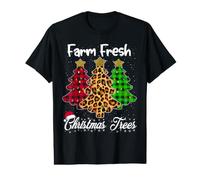 Farm Fresh Christmas Trees with Buffalo Leopard Xmas Value Graphic T-Shirt