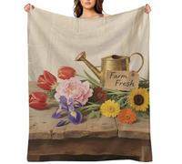 Farm Fresh Colorful Flowers Throw Blanket for Couch and Bed Super Soft Warm Lightweight Throw Blankets Cozy Fuzzy Flannel Blanket Personalized Decorative Blankets for Sofa Decor 30"x40"