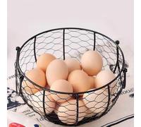 Farm Fresh Egg Basket - Extra Large Wired Egg Holder with Sturdy Handle | Rustic Kitchen Organizer for Countertop, Living Room and Farmhouse Decor | All Purpose Storage Basket