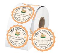 Farm Fresh Eggs Carton Labels 500pcs Unwashed Cartons Stickers Date Packaging 2''Fresh Egg Sticker for Kitchen Mason Jar, Farmer, Organizing, Quail Packaging
