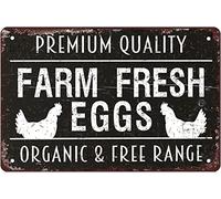 Farm Fresh Eggs Chicken Coop Metal Sign Farmhouse Wall Decor Chicken Signs Vintage Metal Tin Sign Funny Outdoor Wall Decor For Home Kitchen Barn Farm Accessories Decor 12x8 Inch