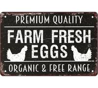 Farm Fresh Eggs Chicken Coop Vintage Metal Aluminum Tin Sign Door Signs Exterior Home Cave Garage bar Country Poster Club Wall Plaque Decoration Retro Aluminum Sign 8x12 Inch