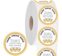 Farm Fresh Eggs Labels, 2 Inch Round Egg Stickers Self Adhesive Egg Packaging Stickers for Chicken, Quail, 600PCS Per Roll