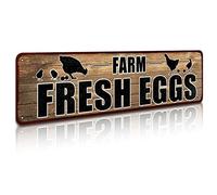 Farm Fresh Eggs' Retro Vintage Metal Tin Bar Sign, Decorative Wall Art Signage, Primitive Farmhouse Country Kitchen Home Décor, 16" x 4"