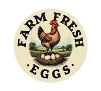 Farm Fresh Eggs Rooster Nest Round Tin Sign Vintage Metal Poster Retro Bar, Home, Man Cave, Kitchen, Laundry Room Wall Art Decor Gift 8x8Inch