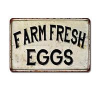 Farm Fresh Eggs Sign Vintage Sweet Farmhouse Signs Decor Chicken Coop Decorations Barnyard Egg For Sale Hen House Rustic Accessories Tin Wall 8 x 12 Matte Finish Metal 108120020091