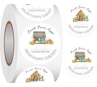 Farm Fresh Eggs Stickers Egg Carton Labeling Stickers 2 Inch-Fresh Egg Carton Decor from Happy Chickens Labels Round Packaging Sticker for Chicken Quail Duck Egg 500 Pcs