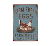 Farm Fresh Eggs- Tin Sign Vintage Style Home Bar Garden Wall Plaque Decor Metal Poster 8x12 Inch