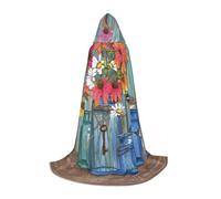 (Farm Fresh Flowers Spring) Print Hooded Cape For Teenagers Costume Party, Halloween Hooded Cape Soft and Elastic,L