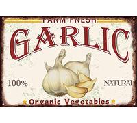 Farm Fresh Garlic Nature Organic Vegetables Iron Poster Painting Tin Sign Vintage Wall Decor For Cafe Bar Pub Home Beer Decoration Crafts Gift For Mom Dad Grandpa And Grandma 8x12 Inch