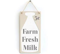 Farm Fresh Milk Hanging Sign Rustic Kitchen Wall Decor | Rustic style kitchen décor for home interiors