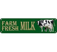 Farm Fresh Milk Sign Aluminum Metal Plaque Rustic Tin Sign Retro Wall Decor 4x16 Inch