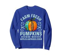 Farm Fresh Pumpkins Apples Hayrides Cider Happy Thanksgiving Sweatshirt, Adult Unisex, Royal Blue, Medium