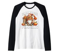 Farm Fresh Pumpkins Gnome Graphic Women Cute Pumpkin Truck Raglan Baseball Tee