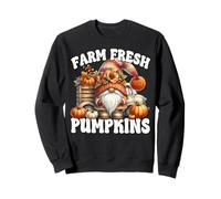Farm Fresh Pumpkins Gnome Graphic Women Cute Pumpkin Truck Sweatshirt