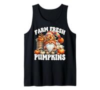 Farm Fresh Pumpkins Gnome Graphic Women Cute Pumpkin Truck Tank Top