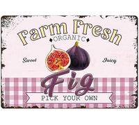 Farm Fresh Sweet Juicy Fig Vintage Metal Tin Sign, Retro Fruit Poster Decorative Wall Art Signage, Farmhouse Country Market Kitchen Bar Home Decor 8x12 Inch