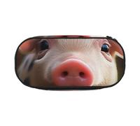 Farm Funny Pig Printed Oxford Fabric Pencil Case with Spacious Design for School, Office, Travel - Multi-Use Stationery & Makeup Pouch