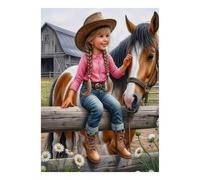 Farm Girl Horse Jigsaw Puzzle, 1000 Pcs Indoor Adult Game | 38x26cm Cardboard, Brain Workout, Smooth Surface Finish, Adult Hobbyists, Stress Reduction