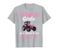 Farm Girls aren't Afraid to Get Dirty Funny Farming Tractor T-Shirt, Men, Heather Grey, Small