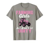 Farm Girls aren't Afraid to Get Dirty Funny Farming Tractor T-Shirt, Men, Slate Grey, Medium