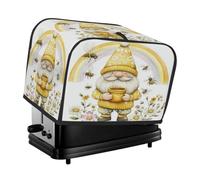 Farm Gnome Bee Rainbow Floral Toaster Cover 2 Slice Dust Cover for Bread Machine,Small Kitchen Appliance