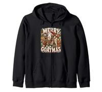 Farm Goat Merry Goatmas Retro Christmas Graphic Holiday Zip Hoodie