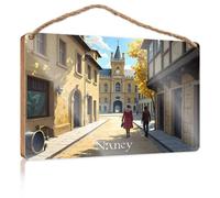 Farm Hanging Door Sign Autumn Stroll In Nancy: A Historical European Townscape Wooded Sign Welcome Sign Home Décor Store Home Decor(20X30CM)