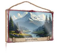 Farm Hanging Door Sign Mortheis: A Serene Cabin By The River Amidst Majestic Mountains Wooded Sign Welcome Sign Home Décor Store Home Decor(15X28CM)