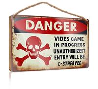 Farm Hanging Door Sign Warning: Unauthorized Entry D-Stroyed In Progress Wooden Sign Wood Sign Hanging Plaque Spring Door Decorations(20X30CM)