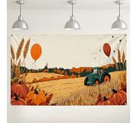 Farm Harvest Tractor Wall Backdrop, Autumn Rustic Landscape Party Decorations, Vintage Fall Indoor/Outdoor Photo Background for Thanksgiving Halloween 71x43 Inch