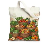 Farm Harvest Vegetable Baskets Autumn Canvas Tote Bag 13x15 Inch | Farm-to-table aesthetic, Rustic harvest theme, Farm Fresh produce, Countryside market Aesthetic